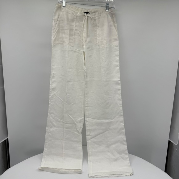 Moda International Pants - Moda International Linen Pants Womens XS White Drawstring Wide Leg Coastal Beach